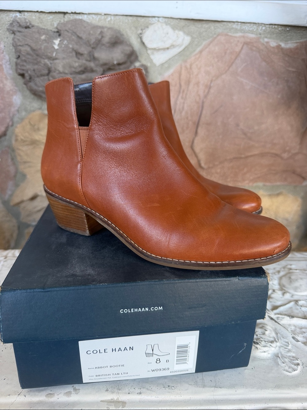Cole Haan Brown Leather Ankle Booties with Low Stacked Heel